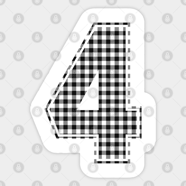 Plaid Number - 4 - Dark Sticker by tavare